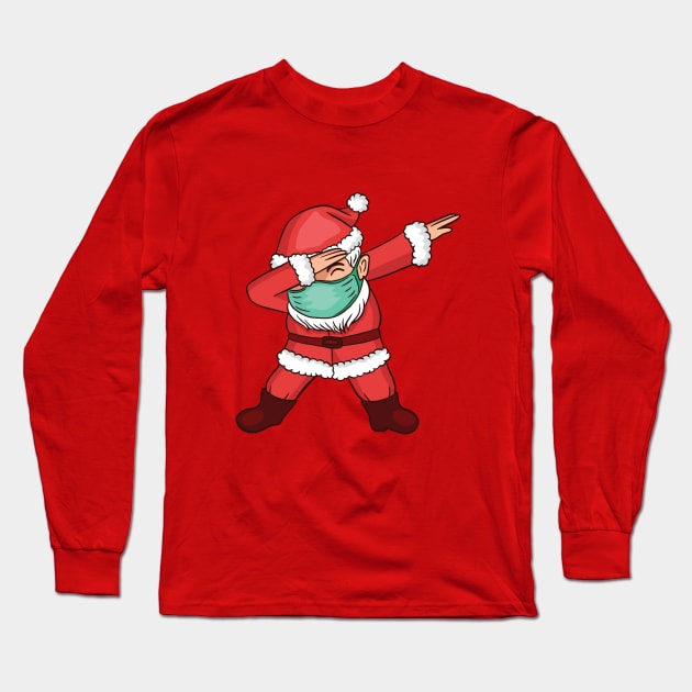 Dabbing Santa in Mask Long Sleeve T-Shirt by madeinchorley